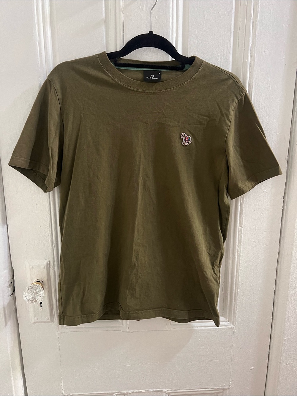 Paul Smith Olive Crew Neck T-Shirt with Embroidered logo